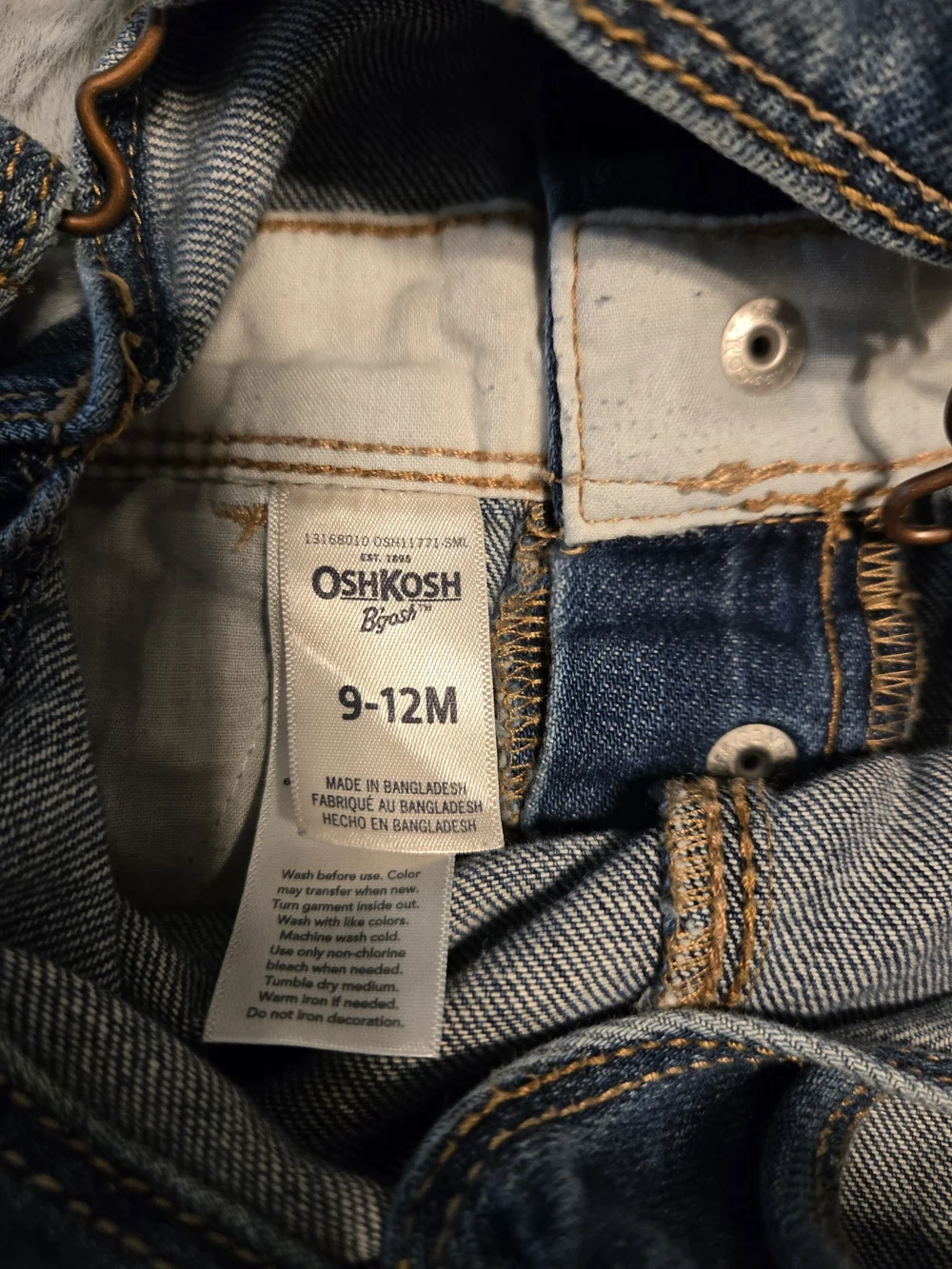 OshKosh B'gosh Girl Denim Heart Pocket Overalls 9-12M